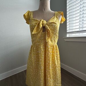 Blu Pepper Yellow Floral Tie-Front Mini Dress